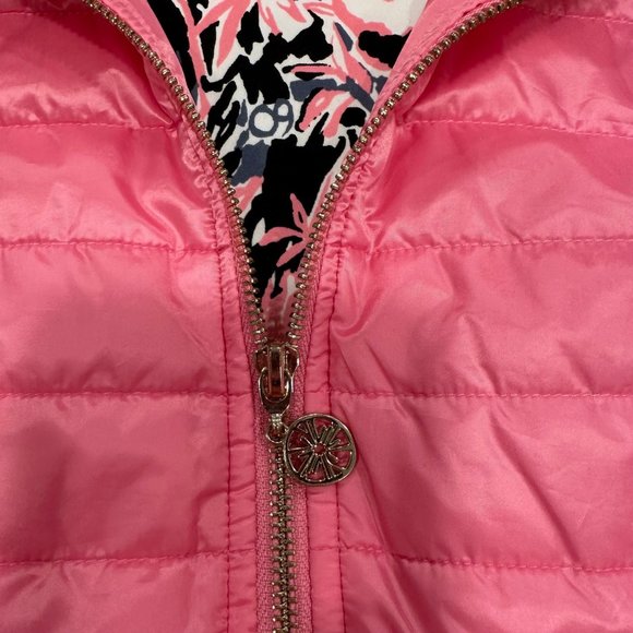 Lilly Pulitzer Elyn Pink Puffer Vest with 60th Anniversary Panda Print Size: M - Picture 6 of 9